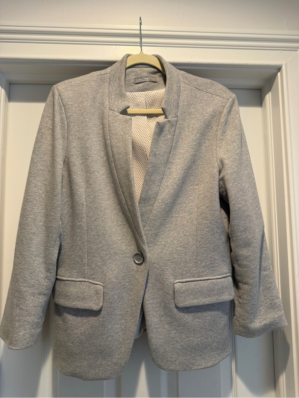 Olivia Moon Gray Ponte Knit Blazer Jacket One Button Women’s Large